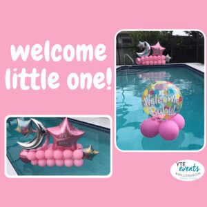 Welcome little one pink balloon pool floaters