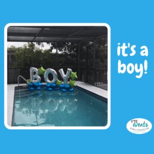 BOY pool floater balloon decor
