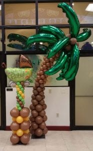 Jungle Baby Shower Welcome Baby Foil Balloon Column and Palm Tree welcome baby