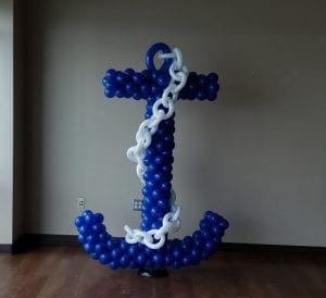 blue anchor made of balloons with balloon chain