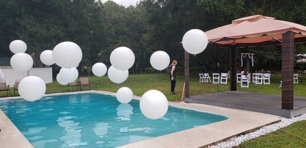 Organic wedding pool decorations white