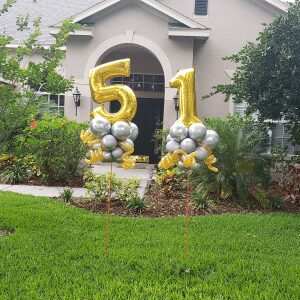 51st Birthday Delivery for lawn display with balloons
