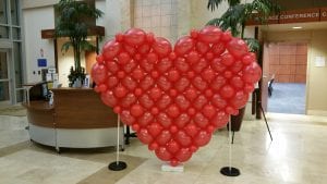 7 foot balloon heart backdrop for hostpital entrance