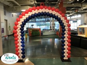 Airport balloon decorations red white blue