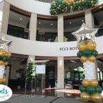 Balloon Columns for USF Sarasota and a balloon drop with gold white green