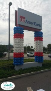 Balloon Columns outdoor for USameribank event Westshore Mall