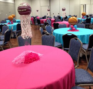Balloon Decoration Centerpieces for basketball bat mitzvah event
