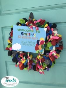 Balloon Greeting for birthday party wreath