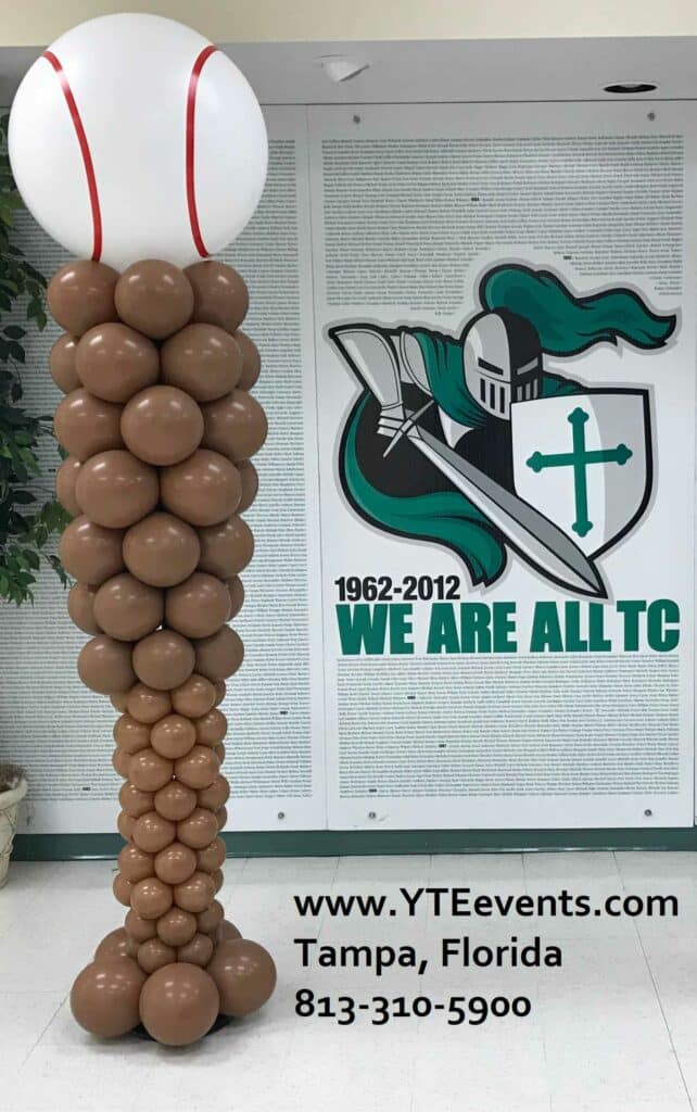 Balloon decor baseball bat for school event icon