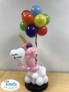 Balloon unicorn rainbow topiary centerpiece birthday delivery