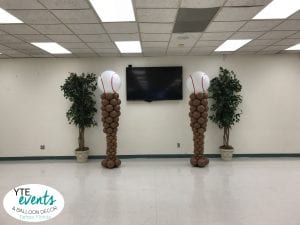Baseball themed stage area with custom built columns