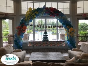 Birthday party under the sea theme with octopus arch