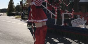 Candy Cane Stiltwalker in Macys Parade Wiregrass