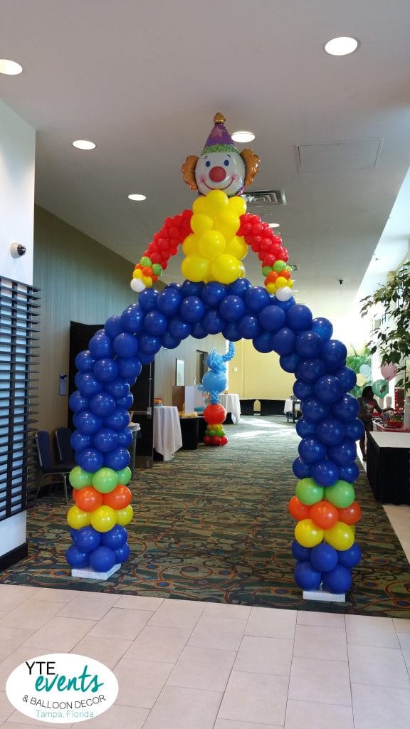 Clown arch balloon sculpture for circus carnival events