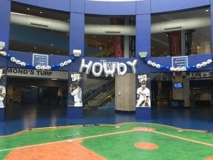 Country Themed day at Tampa Bay Rays Event with Howdy balloon swag on ceilng