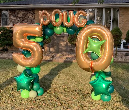 Doug happy 50 balloon decor yard art display green stars