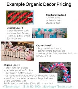 Example Balloon Decor Organic Pricing