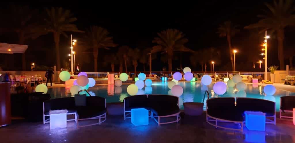 Finished light up balloon decor for pool event new years eve clearwater florida 21st Birthday Party Balloon Decor