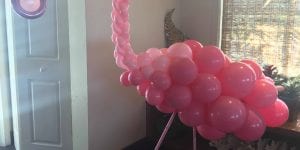 Flamingo balloon sculpture event decorations