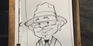 Fun and exciting caricatures at Rays Game in Draft Room Tampa St Petersburg