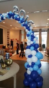 Graduation Balloon Arch Organic Arch Blue and White e1499907105931