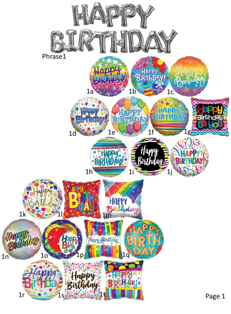 Happy Birthday Foil Balloons Generic Options