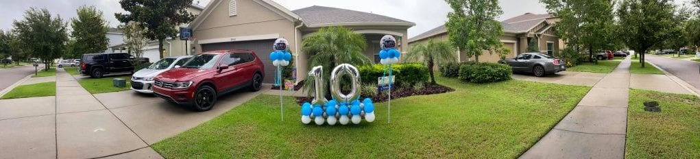 Happy 10th Birthday Balloon Decorations for Central Florida Lawn Display scaled e1596732922987