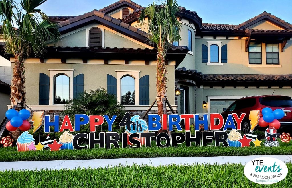 Happy 4th Birthday Christopher Tampa Florida Yard Signs  scaled
