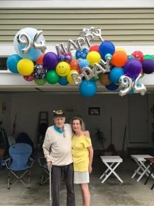 Happy Birthday 94 Veteran organic delivery drive by event colorful fun smiling balloons