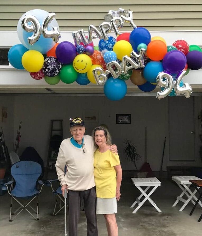 Happy Birthday 94 Veteran organic delivery drive by event colorful fun smiling balloons scaled