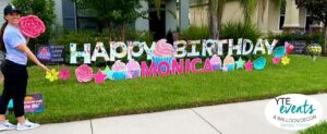 Happy Birthday Monica cupcakes and flowers
