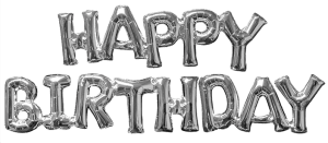 Happy Birthday Phrase Balloons Silver