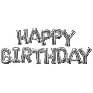 Happy Birthday Phrase Balloons Silver square