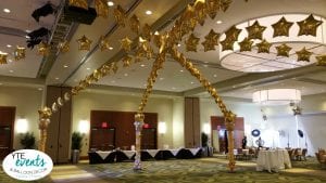 Hollywood star dance floor canopy with gold stars and columns