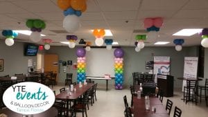 Hostpital Costumer Appreciation Balloon Ceiling Decor and Columns for Cafeteria