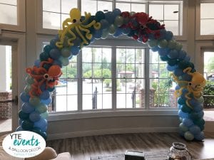 Indoor balloon arch for under the sea event