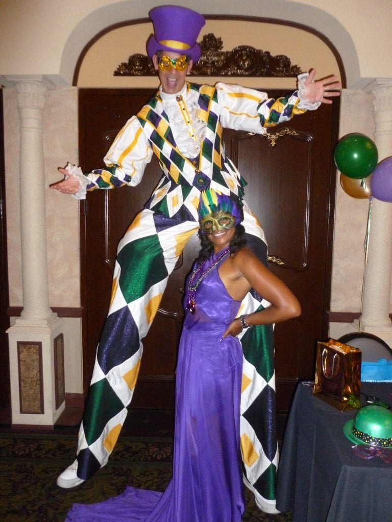 Mardi Gras Costume Stilts Entertainer