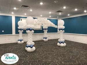 Metalic blue and white dance floor canopy with full canopy