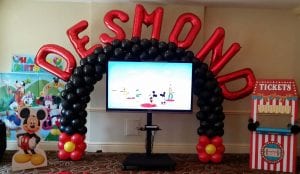 Mickey Themed Balloon Arch with Name Letters Foil