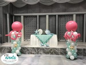 Octopus Themed Balloon Columns and Decorations for Private Event