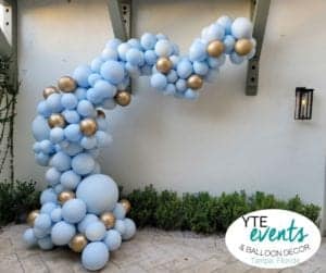 Pale Pastel Blue Balloon Arch for Baby Shower in St Pete Beach Florida