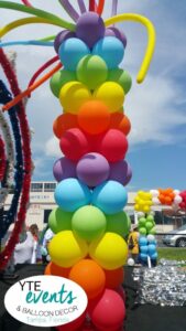 Parade float balloon decor for pride event