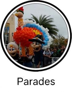 Parades Icon balloon wearables for parade floats