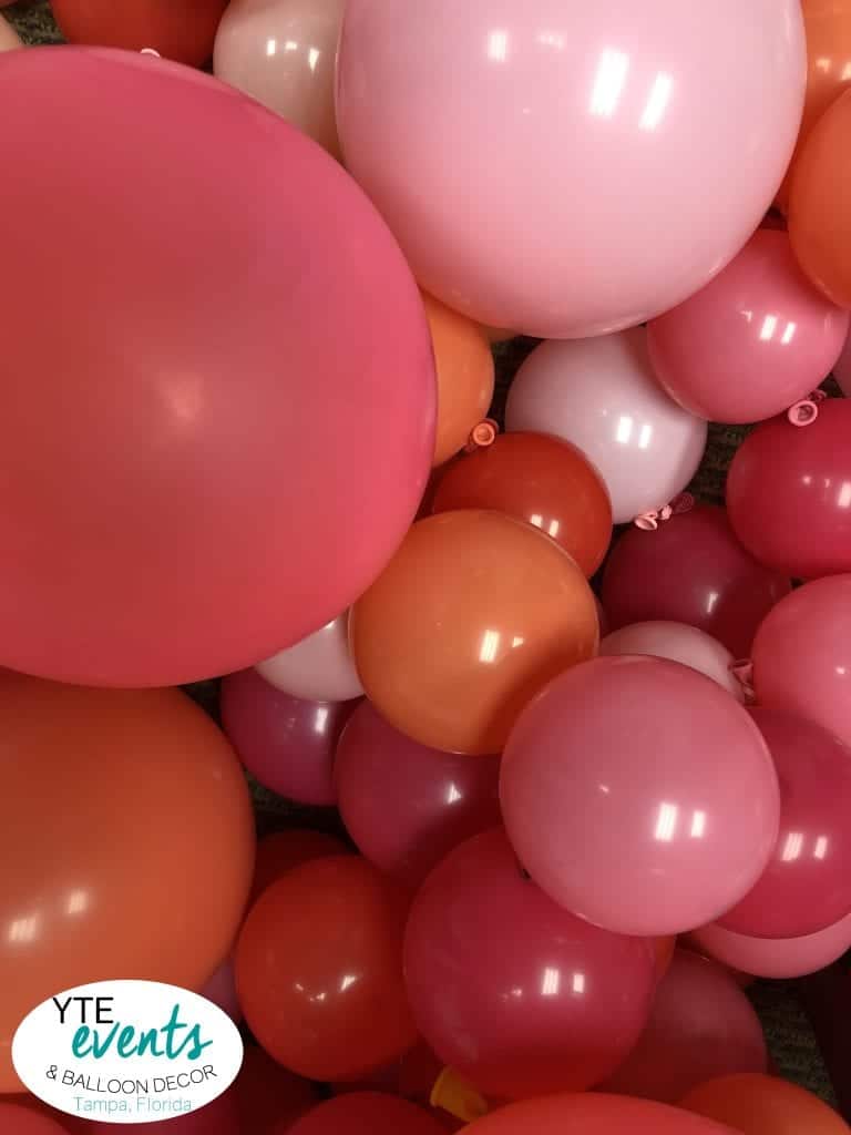 Pink organic balloon installation for Tampa Florida