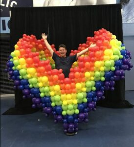 Pride Rainbow Balloon Heart Photo Oppertunity for Tampa Bay Rays in St. Petersburg e1548002849359