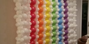 Rainbow Balloon Wall for Childs Party e1499617379790