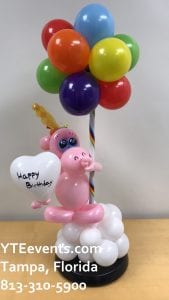 Rainbow Unicorn Birthday Balloon Centerpiece 5th bday