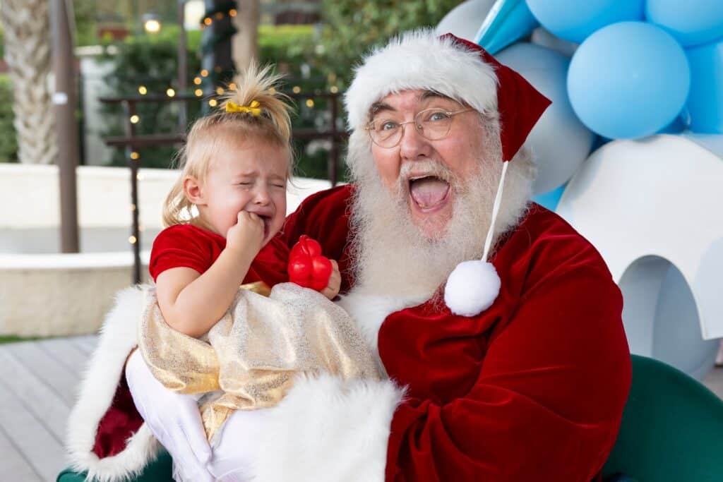 Santa and a crying baby for an event