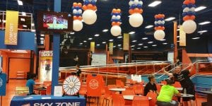 Sky Zone Balloon Decor Ceiling Orange BLue