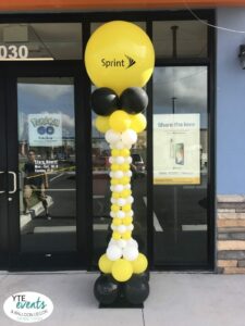 Sprint Balloon Column for event in Tampa Florida with yellow black white